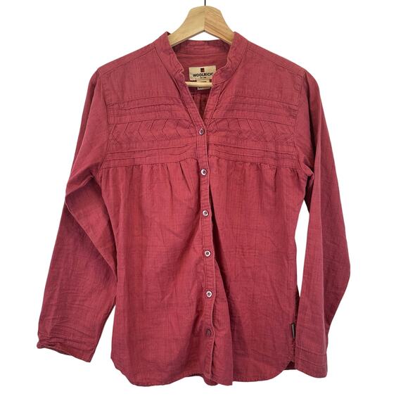 Woolrich Button Front Cotton Relaxed Long Sleeve Shirt Blouse Womens Size S - Picture 1 of 16